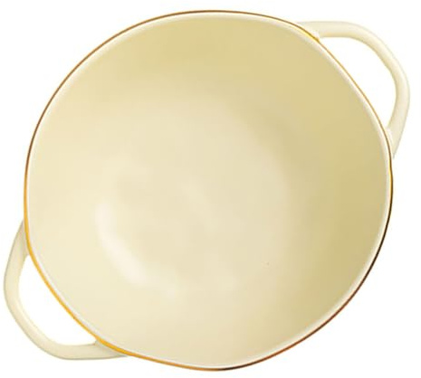 HOMSFOU Tazón de Cerámica para Hornear Doble Asa, Resistente a Altas Temperaturas, Color Beige, Fuente Multifuncional para Sopa, Ensalada y Horno, Apto para Microondas y Uso Doméstico