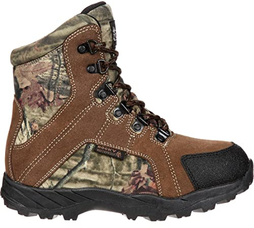ROCKY Kids' Hunting Waterproof 800G Insulated Boot, Brown And Mossy Oak Bu Country, Size 5(ME)
