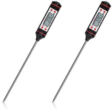 kwmobile 2x Thermomètre à Viande - Sonde de Cuisine Alimentaire pour Cuisson Précise Pâtisserie Liquide - Thermo-sonde Température sur Écran LCD
