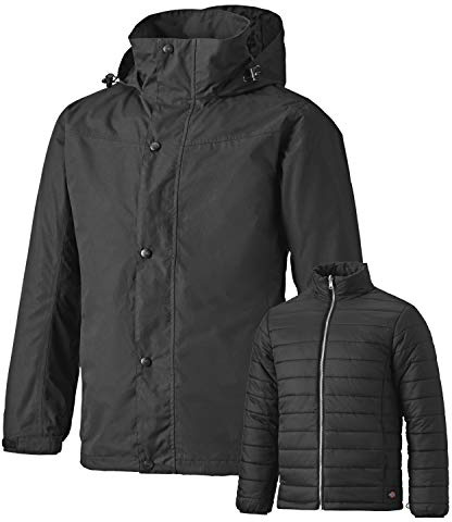 Dickies Men's 3 in 1 Performance Jacket Work With Inner Puffer Jacket Breathable Waterproof Windproof