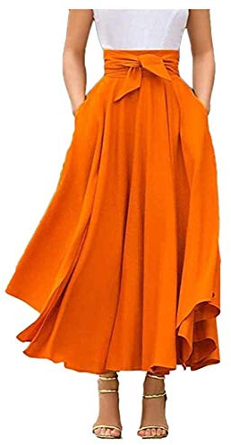 Geagodelia Gonna a Pieghe a Vita Alta Maxi Gonna Lunga da Donna A-Line Elegante Irregolare Vintage Retro