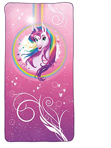 ROTH Kinder-Badetuch - Einhornportrait, 60x120 cm, platzsparendes und schnell trocknendes Schwimmtuch