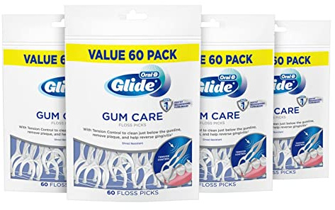 Oral B Glide Dental Floss Picks, Gum Care, 60 Count, Pack of 4