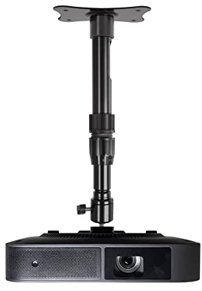 Homcine Mini Projector Ceiling Wall Mount Adjustable Height 16.5 to 27.5 inches with 360°Rotatable 11 Lbs Load Small Projector Holder 1/4 inch Mounting Bracket Hanger Stand
