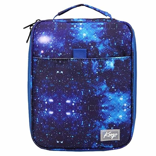 Kasqo Large Pencil Case, Marker Pencils Pouch Bag Holder Polyester Stationery Storage Multiple Compartment Top Handle for Middle High School Office College Student Girl Women Adult Teens, Blue Galaxy