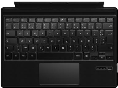 Qulose Clavier Français pour Microsoft Surface Pro 7 Plus/7/6/5/4/3, AZERTY sans Fil Bluetooth, Type Cover avec Pavé Tactile et Batterie Rechargeable-Noir