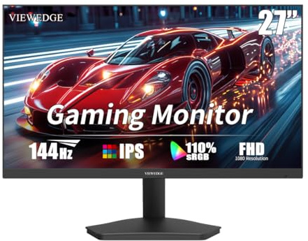 Viewedge Monitor 27 Zoll 144hz FHD 1 ms IPS 1080p mit 110% sRGB,Blaulichtfilter,HDMI- & VGA-Anschluss,Unterstützung Von FreeSync und Wandmontage bildschirm 27 Zoll Gaming Monitor