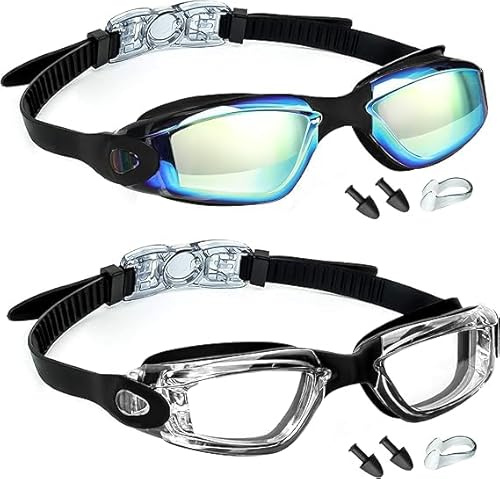 faliring Lot de 2 lunettes de natation pour enfants, garçons, filles, junior, protection UV, anti-brouillard, pour enfants de 3 à 15 ans