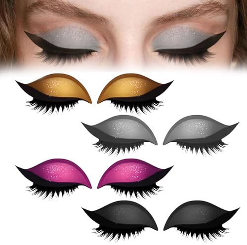 Lazy Eye Shadow cerotto per ciglia, riutilizzabile, per il trucco degli occhi, adesivo colorato per ciglia finte, eyeliner ombretto, impermeabile, 4 paia di colori scuro