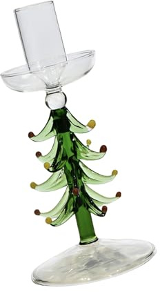 CAZSTYK Portacandele moderno in vetro borosilicato per albero di Natale, ampia e resistente, adatta per candele di cera strette e standard, decorazione per interni, supporto stretto in vetro