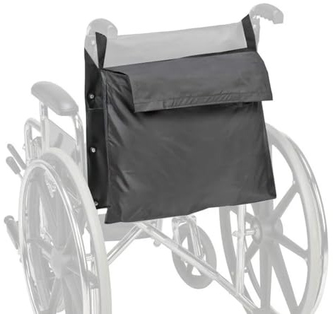 WUFKOP Sac de Rangement pour Fauteuil Roulant, Bolsa Trasera Impermeable 43x43 cm con Franjas Reflectantes, Soporte para Sillas de Ruedas, Rollators y Scooters de Movilidad