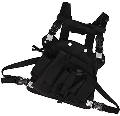 aqxreight Radiobröstseleväska Oxford Tygkista med Axelrem för GP340 UV ADJUSTA Radiobröstväska Radiobröstseleväska Universell Bröstficka Radiobröstsele Pack2 Sätt