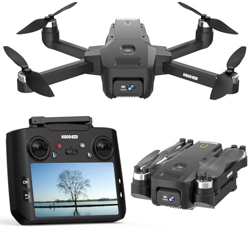 Dron K600GPS con cámara 1080P EIS, dron GPS con controlador de pantalla HD de 4.5 pulgadas, retorno automático a casa, motor sin escobillas, sígueme, cuadricóptero RC plegable, dron para niños