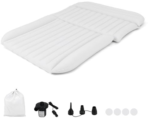 FANTASK Colchón Hinchable de 190 x 130 cm para Coche, de Doble Cara, con Bomba de Aire y Bolsa de Transporte, para Maletero, Camping, Viajes