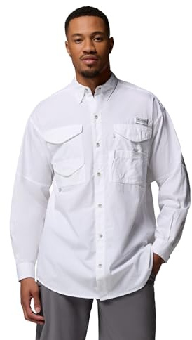 Columbia PFG Long Sleeve Shirt Camisa de Manga Larga Bonehead, Blanco, L para Hombre