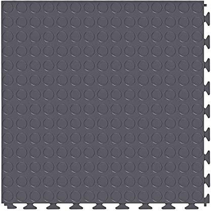 FlooringInc's 4.5mm Flex Nitro Hidden Interlocking Garage Floor Tiles, Flexible PVC Garage Tiles Flooring for a Stronger & Safer Garage, Workshop or Shed, Coin, Dark Gray, 8 Tiles (20.5x20.5)
