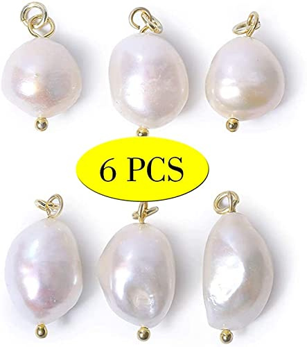 Per Fare le Perle, Commercio all'ingrosso 6 PCS Barocco Perla Charms Piccole Perle D'Acqua Dolce Ciondolo Bulk per la fabbricazione di gioielli, 14K Oro Placcato 12mm