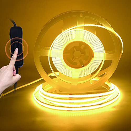 Strisce LED COB 12V, Impermeabile IP67 Strisce LED al neon Con interruttore 320 LEDs/m,Ogni 50 cm di Taglio, Silicone Striscia luminosa flessibile fai da te per interni,decorazione (0.5m,Bianco caldo)