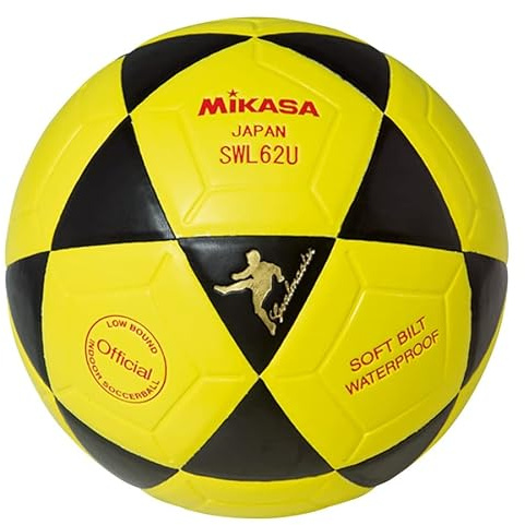 Mikasa SWL62 Series Futsal Soccer Ball, Low Bounce 62cm Black-Yellow, Size 4