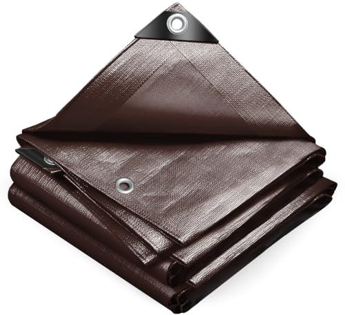 VOUNOT® 1.5x6m Waterproof Tarpaulin Ultra Heavy Duty 240 g/m² Tarp Large Ground Camping Sheet with Aluminum Eyelets for Outdoor Furniture Caravan Car Cover, Brown
