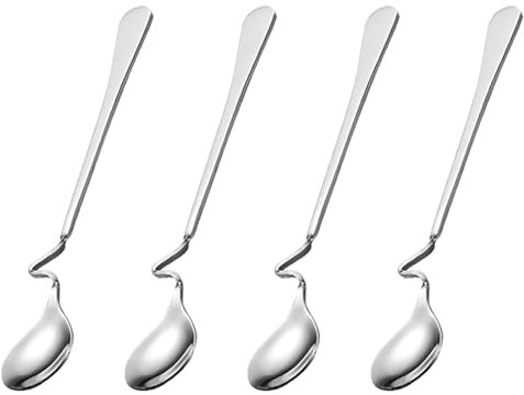 RDNKVB 4pcs Honiglöffel Edelstahl Langer Griff Honiglöffel Hängender Marmelade Löffel Edelstahl Rührlöffel für Marmelade Sirup Joghurt Melasse Honiglöffel Edelstahl