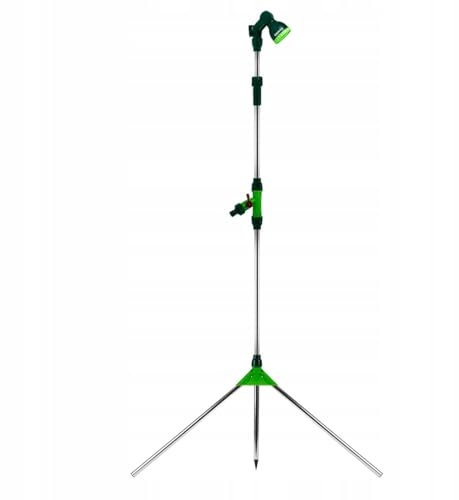 VERTO Gartendusche (Höhe: 1,60-2,23 m, beweglicher Sprühkopf 180°, Dreibein und Spikes) - Gartendusche Pooldusche Außendusche Garten - Dusche auf dem Grundstück