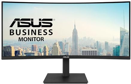 ASUS 34” Curved USB-C Docking Monitor (VA34VCPSR) - WQHD (3440x1440), 1500R Curvature, Frameless, USB-C PD 96W, RJ45, USB hub, Eye Care, Ergonomic, VESA Wall Mountable, 3 yr Warranty