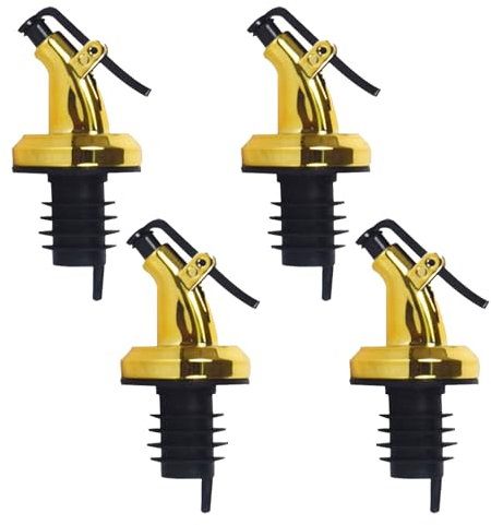 Paquete de 4 vertedores de botellas de vino, fácil de usar, tapón de botella de aceite, dispensador de licor, tapón de bloqueo de vino, material plástico para aceite