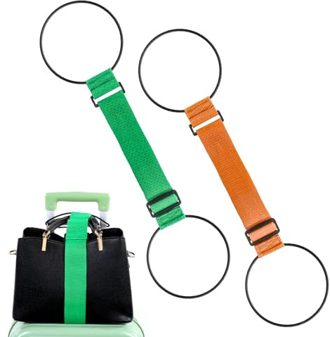 HJZHII 2 cinghie per bagagli per aggiungere una borsa, cintura elastica di fissaggio per il fissaggio di borse extra alla valigia, cinghia regolabile in corda per maniglia borsa zaino trasporto