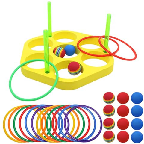 Ringkastningsspel för barn, flytande ringar och bollar utomhusspel för vuxna och familj, gräsmatta, presenter till pojkar och flickor, barnleksaker