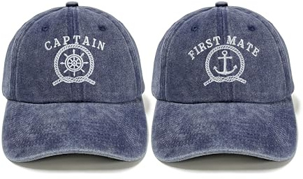 Horpe Nautical Boating Sailing Gifts for Men Women, Captain and First Mate Hats for Boat Skipper Sailor, Navy Blue Dad Hats Baseball Caps