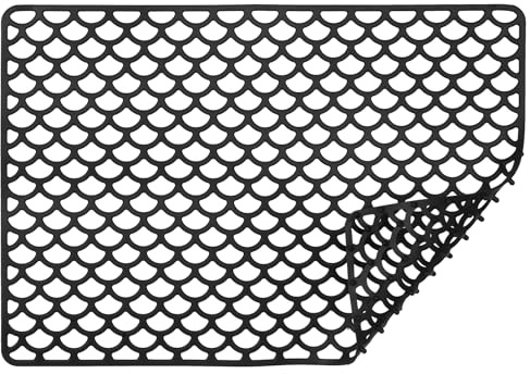 Xingch Tappetino in silicone per lavello, tappetino protettivo per lavello da cucina - Tappetini in silicone antiscivolo e drenanti per lavelli ,Proteggi il lavandino e mantieni pulita la cucina(nero)