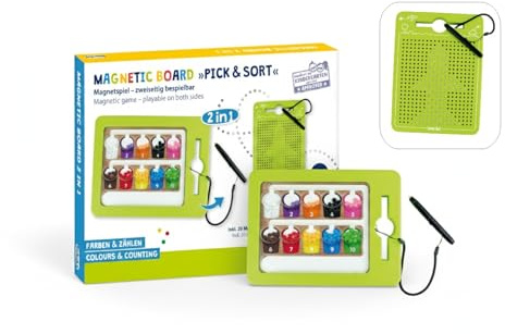 Beleduc Tableau magnétique « Couleurs et comptage » - Jouable des Deux côtés - Jeu éducatif magnétique à partir de 3 Ans - Jeu de motricité Fine et de tri des Couleurs - Jouet inspiré du Montessori