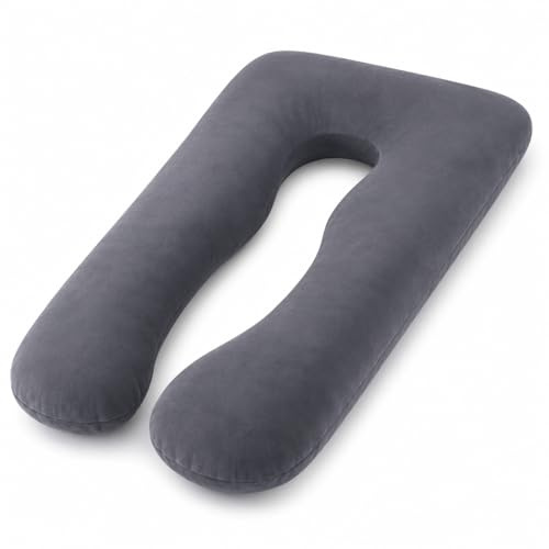 ProjectFont Cuscino Gravidanza per Dormire a Forma di U - Cuscino Allattamento e Premaman - Supporto Ergonomico per Schiena, Pancia e Gambe - Federa in Velluto Sfoderabile e Lavabile