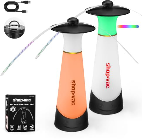 Shop-Vac LED Fly Fans for Tables Rechargeable 2 Pack, Portable Food Fan