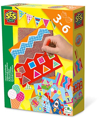 SES Creative 14836 Prickel-Lernset für Kinder - Feinmotorik und Konzentration fördern mit 9 bunten Karten ab 3 Jahren