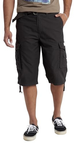 Unionbay Men's Cordova Belted Messenger Cargo Short - Reg and Big and Tall Sizes, Black, 38