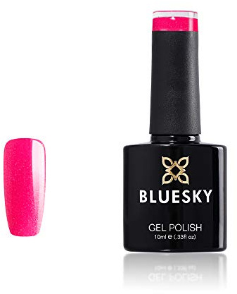 Vernis à ongles gel Bluesky, Tendre Kiss DC20, paillettes roses vif, 10 ml (nécessite une lampe à LED UV de séchage)