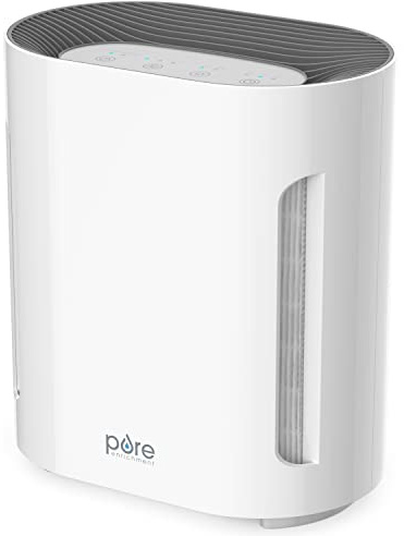 Pure Enrichment PureZone Air Purifier for Bedroom & Living Room, 4-Stage Filtration & UV-C Light, H13 HEPA Filter Helps Remove Bacteria, Pet Hair Dander, Allergens, Germs, Smoke, Dust (White)