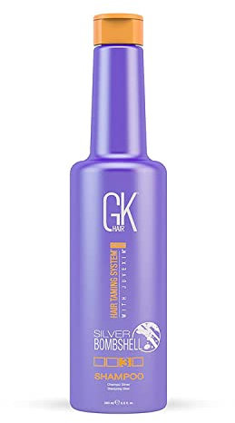 GK HAIR Global Keratin Silver Bombshell/Purple Shampoo (24 FL Oz/710 ml) per capelli biondi, platino, cenere, argento e grigi idrata i capelli secchi e danneggiati rimuove i toni giallo-ottanio
