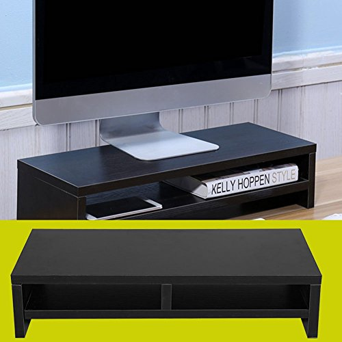 Elevador de monitor de madera, 2 niveles, soporte para monitor de escritorio, televisor LCD, portátil, pantalla