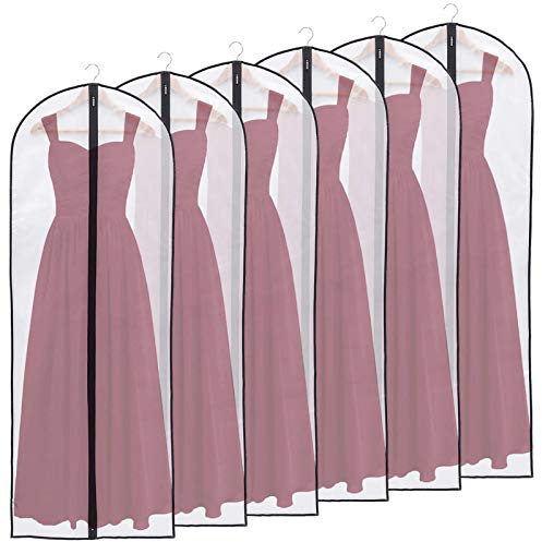Niviy Clothe Cover Black Dress Storage Bags Hanging Dustproof Waterproof Moisture-Proof Translucent Garment Bags Suitable for Coat 6 pcs 60 * 160 cm