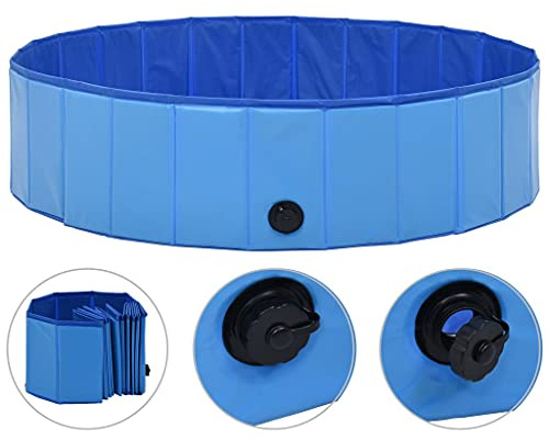 vidaXL Piscina para Perros Bañera para Mascotas Animales Baño Barreño Bañar Mascotas Plegable PVC Azul 120x30 cm