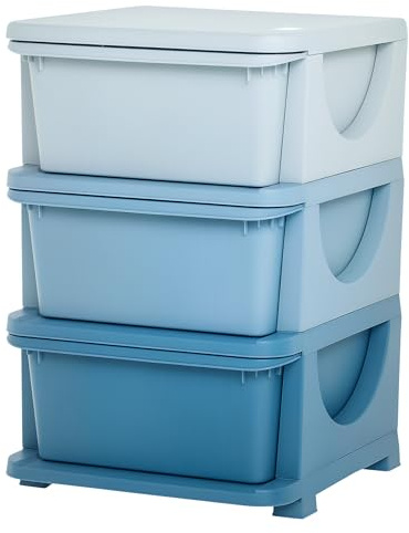HOMCOM Cassettiera 6 Cassetti per Bambini 3-6 Anni con Bordi Arrotondati, Mobile Portagiochi in PP, 37x37x56.5cm, Blu