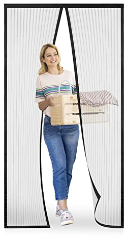 Meet Beauty Mosquitera Magnética para Puertas, 140 x 210 cm Se Cierra Automáticamente y Mantiene el Aire Fresco, Fácil de Instalar y Adecuado para Todos los Tamaños de Puertas, Negro