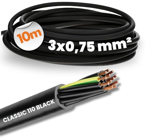 Lapp 1120234 Ölflex Classic 110 Black 0,6/1kV PVC tubo di controllo 3 x 0,75 mm² con conduttore di protezione, esterno I ignifugo, cavo a 3 fili, cavo di collegamento 3 x 0,75