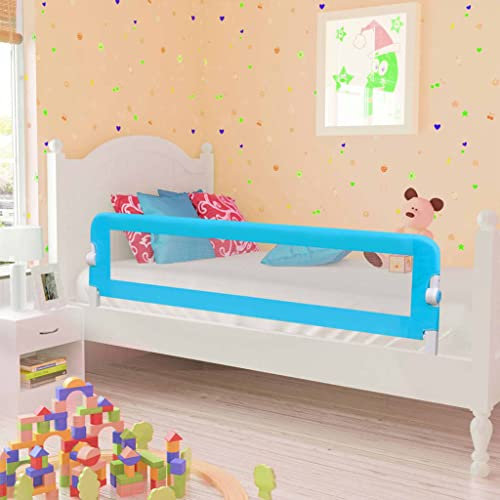 puraday Kleinkind-Bettschutzgitter Blau 120x42 cm Polyester Bettgitter Rausfallschutz Rausfallschutz Kinderbett Kindergitter Bettschutzgitter für Kinder Zwischen 18 Monaten und 5 Jahren Langlebig