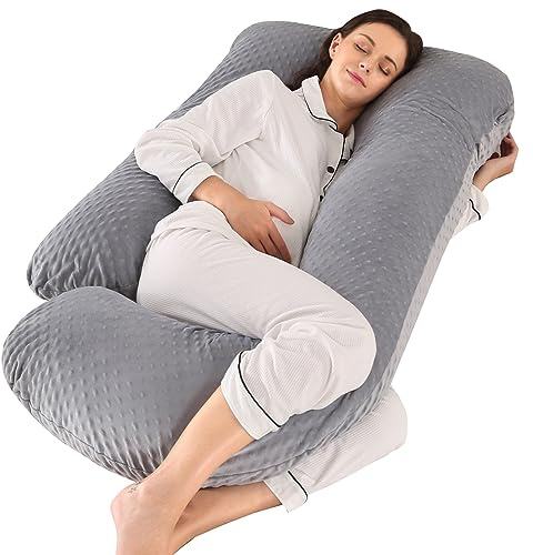 Cuscino per gravidanza, 145 CM/57 POLLICI Cuscino grande per maternità per donne incinte Cuscino per gravidanza a forma di J per dormire, cuscini per maternità e per il corpo con fodera sfoderabile