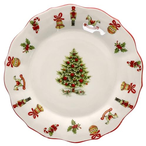 MamboCat Maestro Natale Kuchenteller I italienische Keramik-Frühstücksteller mit Weihnachtsdekor I Service für Salat, Dessert & Co I Für Weihnachten, Advent & Nikolaus