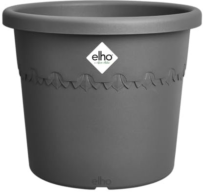 elho Algarve Cilindro 25 cm – Großer Blumentopf für den Außenbereich – Pflanzgefäße – 100% recycelter Kunststoff - Schwarz/Anthrazit